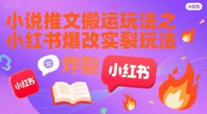 小说推文搬运玩法之小红书,小红书爆改实长炸裂玩法-虚拟资源库