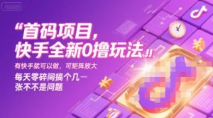 首码项目,快手全新0撸玩法,有快手就可以做,可矩阵放大,每天零碎时间搞个几张不是问题【揭秘】-虚拟资源库