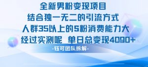 全新男粉变现项目引流人群35以上的男粉消费能力大 经过实测单日变现1k+-虚拟资源库