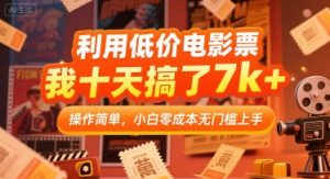 利用低价电影票,我十天搞了7k+,操作简单,小白零成本无门槛上手【揭秘】-虚拟资源库