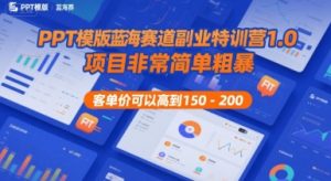 PPT模版蓝海赛道副业特训营1.0,项目非常简单粗暴,客单价可以高到150-200-虚拟资源库
