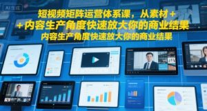 短视频矩阵运营体系课,从素材+内容生产角度快速放大你的商业结果-虚拟资源库