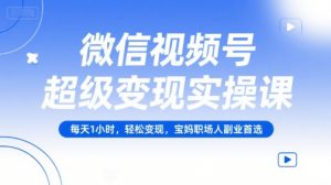 微信视频号超级变现实操课,每天1小时,轻松变现,宝妈职场人副业首选-虚拟资源库