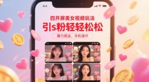 四开屏美女视频玩法,引s粉轻轻松松,暴力掘金,手机操作【揭秘】-虚拟资源库