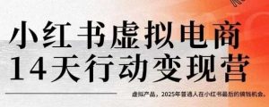 小红书虚拟电商14天变现训练营,虚拟产品,2025年普通人在小红书最后的搞钱机会-虚拟资源库