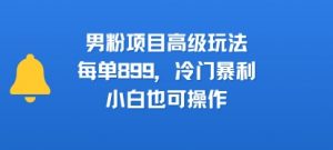 男粉项目高级玩法，每单899，冷门暴利，小白也可操作-虚拟资源库