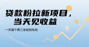 贷款粉拉新项目,当天见收益,一天搞个两三张轻轻松松【揭秘】-虚拟资源库
