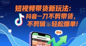 短视频带货新玩法:抖音一刀不剪带货,不剪辑,纯搬运,新手也能轻松爆单!-虚拟资源库