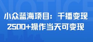 小众蓝海项目,千播变现2.5k+操作当天可变现-虚拟资源库