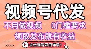 视频号代发,不用剪辑不用做视频,0门槛要求,领取发布就有收益,任务没有无上限,小白轻松上手【揭秘】-虚拟资源库