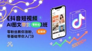 抖音短视频AI图文带货实操班，零粉丝教你涨粉，零基础带你入门-虚拟资源库