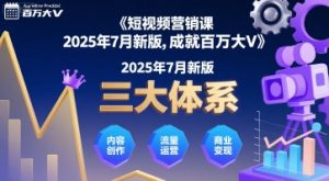 短视频营销课2025年7月新版,三大体系成就百万大V-虚拟资源库