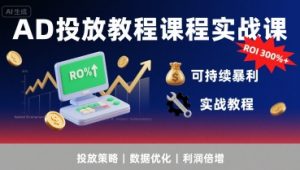 AD投放教程课程实战课,实现广告ROI300%+可持续暴利-虚拟资源库