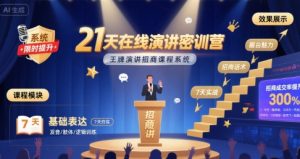 21天在线演讲密训营,王牌演讲招商课程系统-虚拟资源库