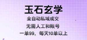 玉石玄学全自动私域成交,一单99每天十单以上,无需人工和矩阵账号,蓝海项目直接干【揭秘】-虚拟资源库