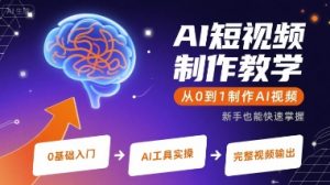 AI短视频制作教学,从0到1制作AI视频-虚拟资源库