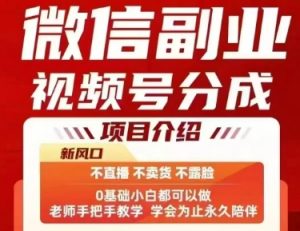 微信副业视频号分成,不直播 不卖货 不露脸,三五分钟即可完成一条作,每日收益几十、几张不等-虚拟资源库