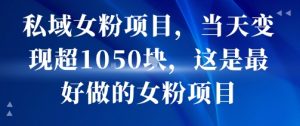 私域女粉项目，当天变现超1k，这是最好做的女粉项目，可放大操作-虚拟资源库