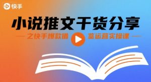 小说推文干货分享之快手爆款借鉴运营实操课-虚拟资源库