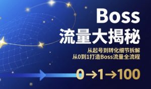 Boss流量大揭秘,从起号到转化细节拆解,从0到1打造Boss流量全流程-虚拟资源库
