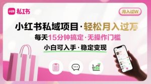 小红书私域项目 月入过W非常轻松 每天15分钟即可搞定，无任何操作门槛，小白可入手-虚拟资源库