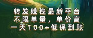正规转发挣钱,最新平台,不限单量,单价高,一天100+低保到账【揭秘】-虚拟资源库