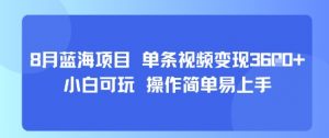 8月AI蓝海项目，单条视频变现1k+ 小白可玩 操作简单易上手-虚拟资源库