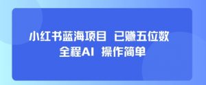 小红书蓝海项目，全程AI，操作简单，已挣五位数-虚拟资源库