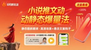 8月小说推文全新玩法,动静态图片+搭配小说文案爆量玩法-虚拟资源库
