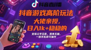 抖音游戏大佬高阶玩法,日入 1k + 稳稳的,变现立竿见影,简单无脑,一部手机即可操作【揭秘】-虚拟资源库