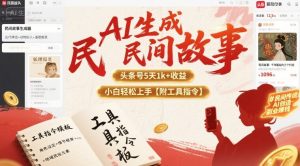 AI生成民间故事，头条号5天1k+，小白轻松上手【附工具指令】-虚拟资源库