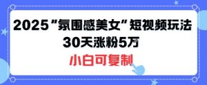 不露脸也能火!2025“氛围感美女”短视频玩法,30天涨粉5W小白可复制-虚拟资源库