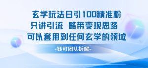 玄学玩法日引100精准粉只讲引流略带变现思路可以套用到任何玄学的领域-虚拟资源库