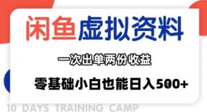 闲鱼虚拟资料新变现玩法，信息差项目，一次出单两份收益，无需囤货，可批量矩阵，零基础小白也能日入多张-虚拟资源库