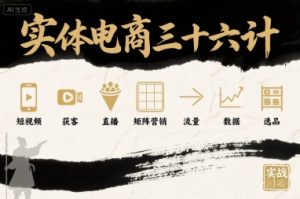 实体电商三十六计,短视频-获客-直播-矩阵营销-流量-数据-选品-虚拟资源库