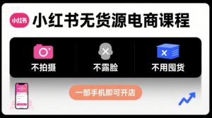 小红书无货源电商课程，不拍摄不露脸不用囤货，一部手机即可开店-虚拟资源库