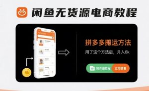闲鱼无货源电商教程,拼多多搬运方法,用了这个方法后,月入6k(附详细教程)-虚拟资源库