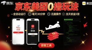京东美团平台最新0撸玩法,全自动挂G,每天30分钟,无脑操作,当天收益3张【揭秘】-虚拟资源库