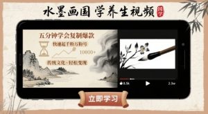 水墨画国学养生视频，五分钟学会复制爆款，快速起千粉万粉号-虚拟资源库