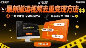 最新搬运视频去重变现方法,万能去重搬运保姆级教程-虚拟资源库