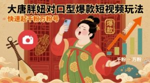 大唐胖妞对口型爆款短视频玩法,快速起千粉万粉号-虚拟资源库