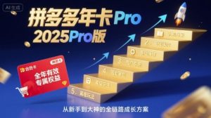 拼多多年卡2025Pro版,五大板块从认知到基础、从推广到活动、从活动到玩法-虚拟资源库