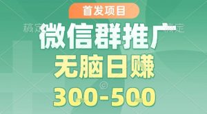 首发项目,微信群推广,一天15单,每单利润10米,无脑日入3-5张【揭秘】-虚拟资源库
