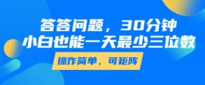 答答问题,30分钟,小白也能一天最少也有三位数,操作简单-虚拟资源库