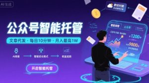 【公众号托管 】我提供文章,你复制发布,每天10分钟,最高躺入1W【揭秘】-虚拟资源库