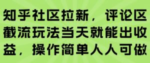 知乎社区拉新，评论区截流玩法当天就能出收益，操作简单人人可做-虚拟资源库