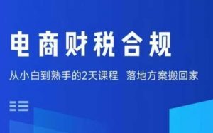 电商财税合规线下课,适合老板+财务,教你规避涉税风险,实现低成本合规经营-虚拟资源库