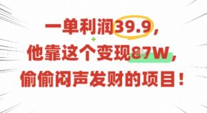 一单利润39.9,有人靠这个变现几十个,偷偷闷声发财的项目-虚拟资源库