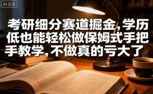 考研细分赛道掘金,日入1k+,学历低也能轻松做保姆式手把手教学,不做真的亏大了【揭秘】-虚拟资源库