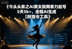 今日头条之AI美女跳舞暴力起号,5天1k+,全程AI生成【附指令工具】-虚拟资源库